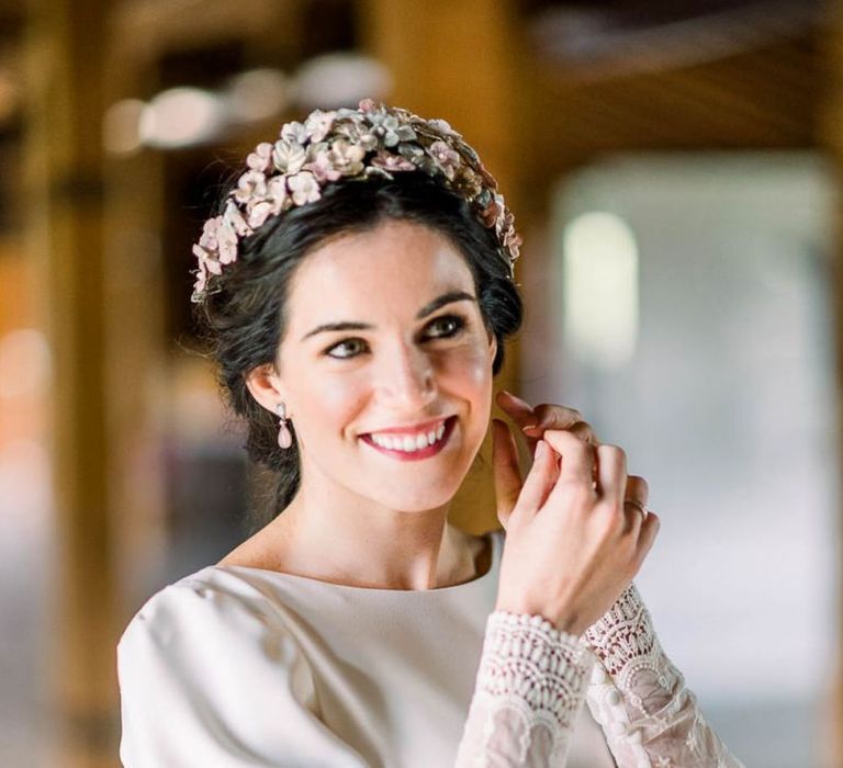 Beautiful bride in flower headdress