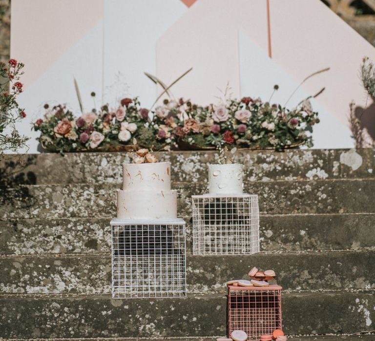 Pink Ombre Geometric cake back drop