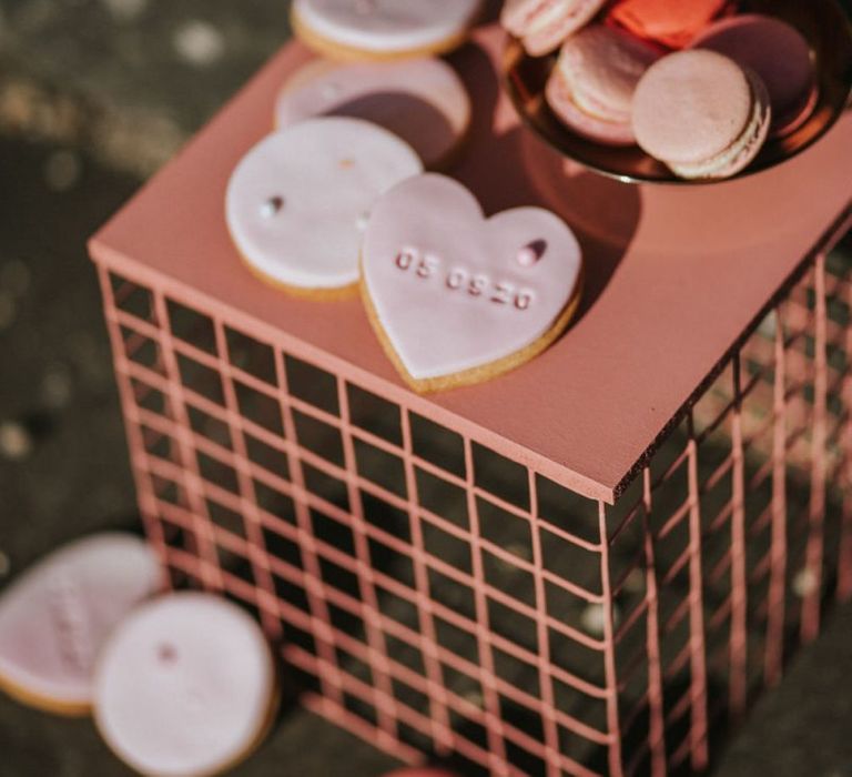 Personalised heart biscuit favours