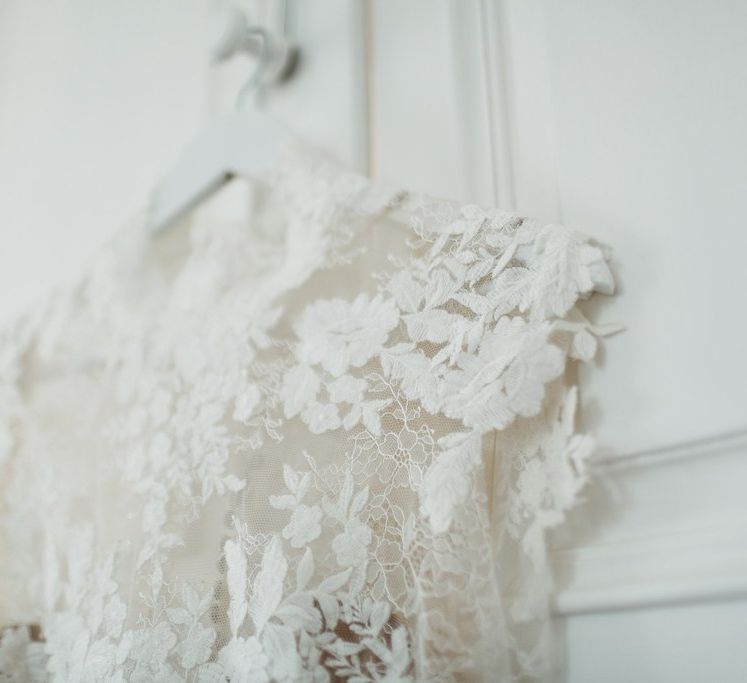 Vintage Lace Bridal Gown | L'heure Opulente - Laid Back French Chic, Paired with Elegant British Twists by Simply Pergord Weddings at Le Jardin à La Française Chateau | Mathilde Dufraisse Photography