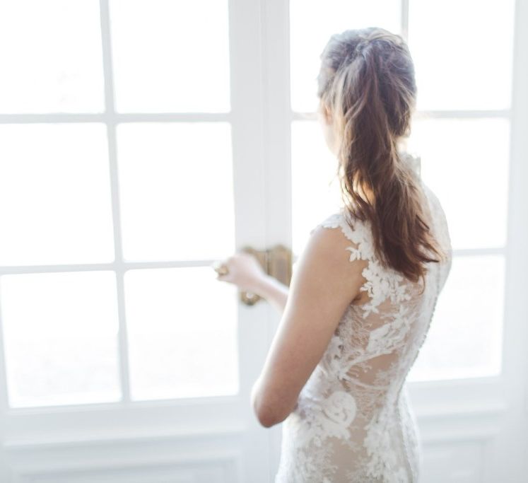 Sleeveless Pronovias Lace Wedding Dress | L'heure Opulente - Laid Back French Chic, Paired with Elegant British Twists by Simply Pergord Weddings at Le Jardin à La Française Chateau | Mathilde Dufraisse Photography