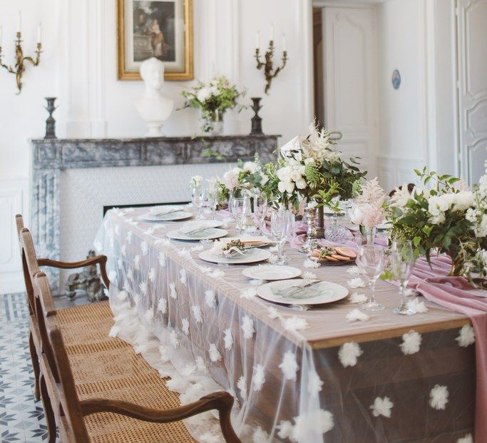 Beautiful Blush Pink Tablescape | L'heure Opulente - Laid Back French Chic, Paired with Elegant British Twists by Simply Pergord Weddings at Le Jardin à La Française Chateau | Mathilde Dufraisse Photography