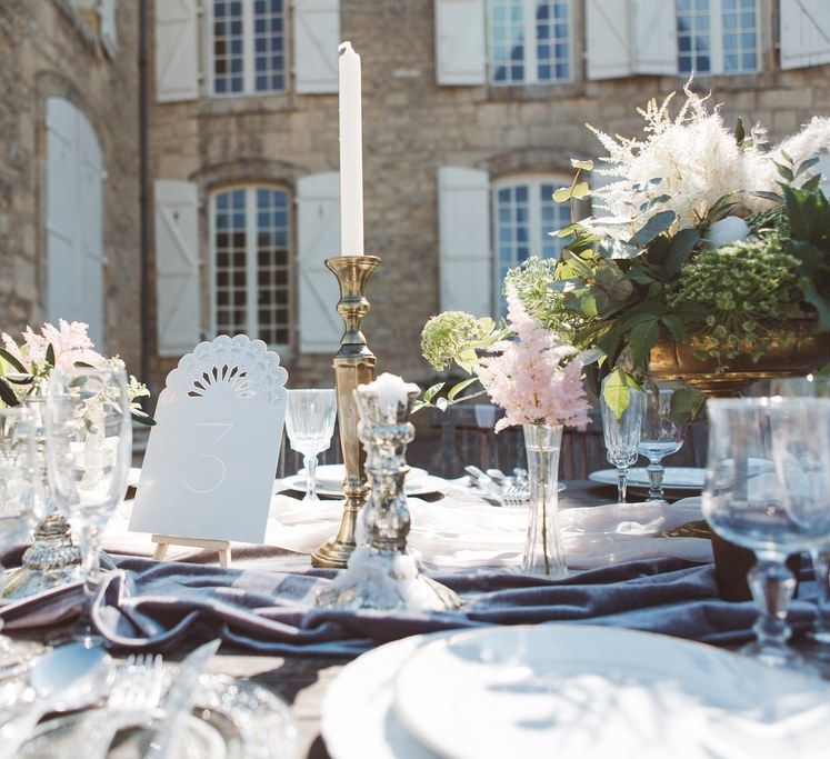 Wedding Reception Table Decor by The Wedding of My Dreams | L'heure Opulente - Laid Back French Chic, Paired with Elegant British Twists by Simply Pergord Weddings at Le Jardin à La Française Chateau | Mathilde Dufraisse Photography