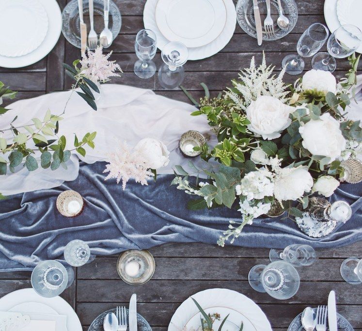 Velvet Table Runner &amp; Table Decor | L'heure Opulente - Laid Back French Chic, Paired with Elegant British Twists by Simply Pergord Weddings at Le Jardin à La Française Chateau | Mathilde Dufraisse Photography