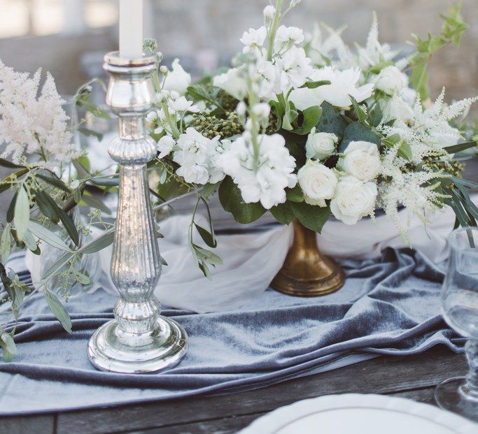 Candle Sticks &amp; Wedding Flower Centrepieces | L'heure Opulente - Laid Back French Chic, Paired with Elegant British Twists by Simply Pergord Weddings at Le Jardin à La Française Chateau | Mathilde Dufraisse Photography