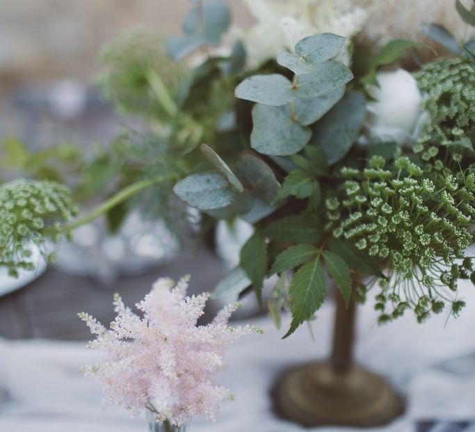 Flower Stems in Vases Wedding Decor | L'heure Opulente - Laid Back French Chic, Paired with Elegant British Twists by Simply Pergord Weddings at Le Jardin à La Française Chateau | Mathilde Dufraisse Photography