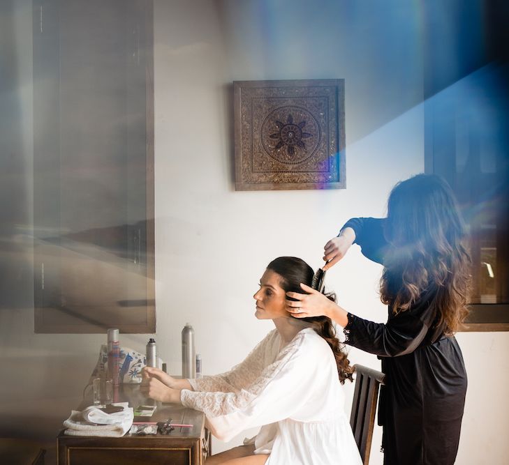 Bride Getting Ready // Pampas Grass Altar For A Glamorous Thailand Destination Wedding Planned By The Wedding Bliss Thailand With Images From Liam Collard Photography