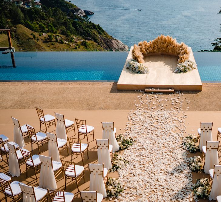 Pampas Grass Altar For A Glamorous Thailand Destination Wedding Planned By The Wedding Bliss Thailand With Images From Liam Collard Photography