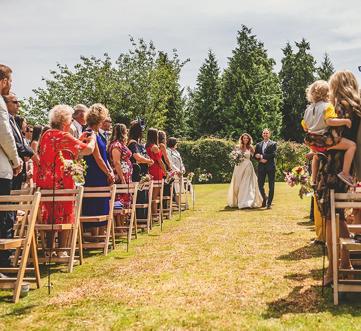 Wedding Ceremony | Bridal Entrance in Separates | Pennard House Outdoor Country Garden Wedding | Howell Jones Photography