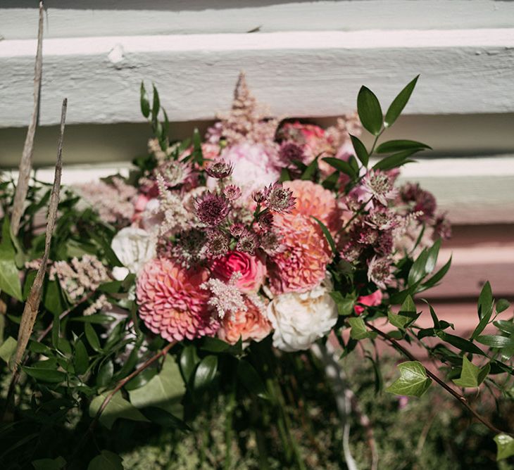 Blush Pink Dahlia Bridal Bouquet | Luxe Blush Pink Glasshouse Wedding at Cortal Gran, Spain Planned by La Puta Suegra  | Sara Lobla Photography