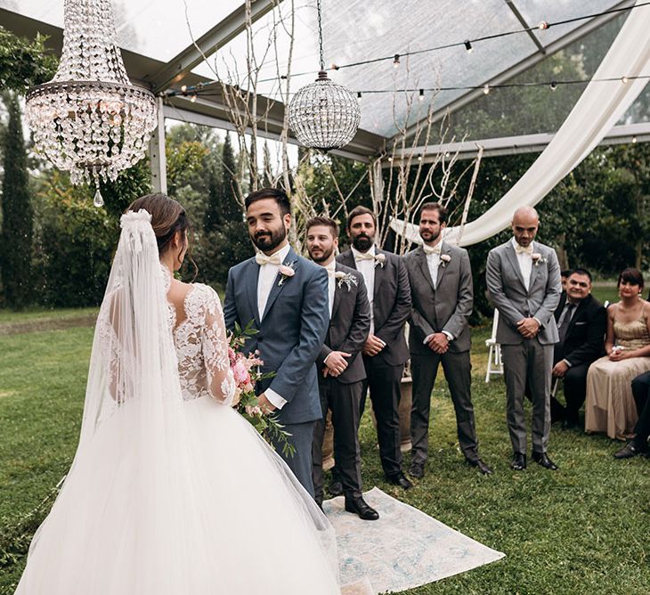 Wedding Ceremony | Bride in Rosa Clara Gown | Groom in Black Tie | Luxe Blush Pink Glasshouse Wedding at Cortal Gran, Spain Planned by La Puta Suegra  | Sara Lobla Photography