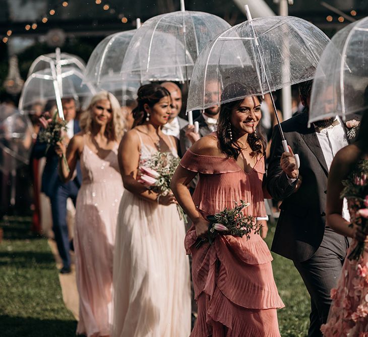 Bridesmaids in Different Blush Pink Dresses | Luxe Blush Pink Glasshouse Wedding at Cortal Gran, Spain Planned by La Puta Suegra  | Sara Lobla Photography