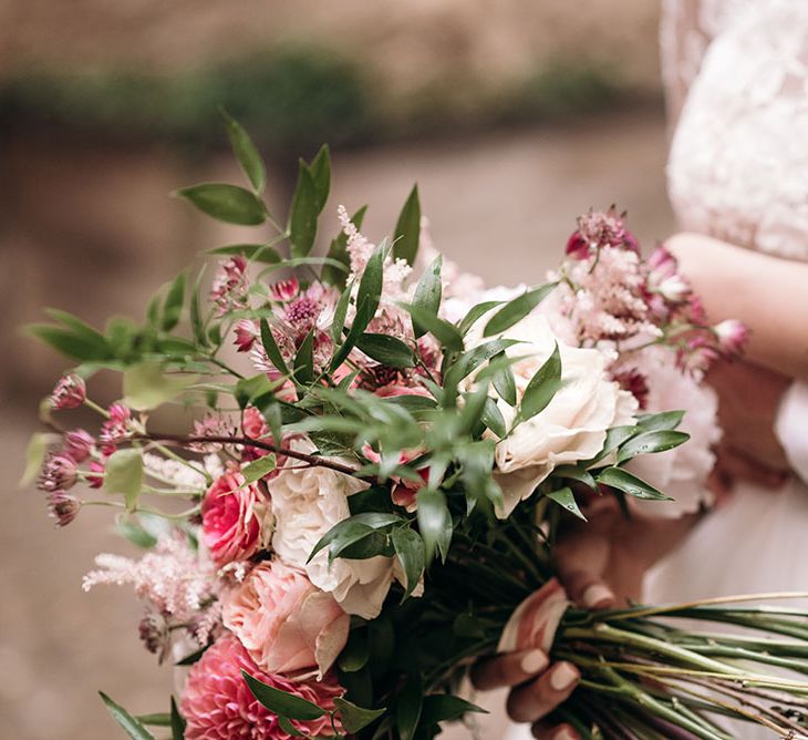 Blush Pink Bridal Bouquet | Bride in Rosa Clara Princess Gown | Luxe Blush Pink Glasshouse Wedding at Cortal Gran, Spain Planned by La Puta Suegra  | Sara Lobla Photography