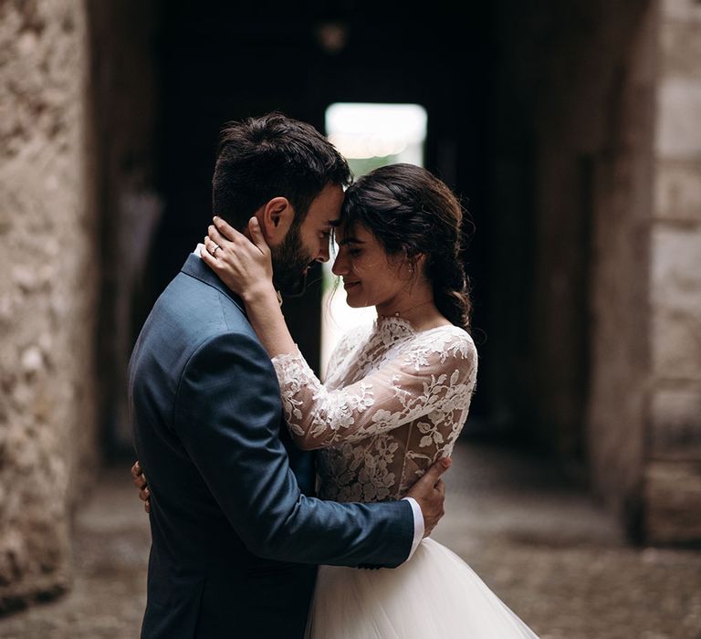 Bride in Rosa Clara Princess Gown | Groom in Grey  Suit &amp; Bow Tie | Luxe Blush Pink Glasshouse Wedding at Cortal Gran, Spain Planned by La Puta Suegra  | Sara Lobla Photography