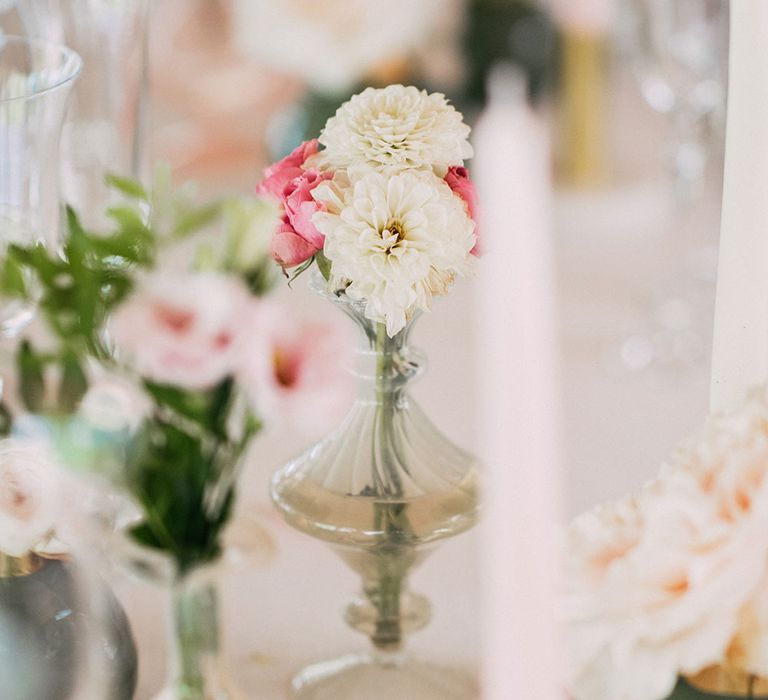 Elegant Table Decor | Flower Stems in Vases | Taper Candles | Luxe Blush Pink Glasshouse Wedding at Cortal Gran, Spain Planned by La Puta Suegra  | Sara Lobla Photography