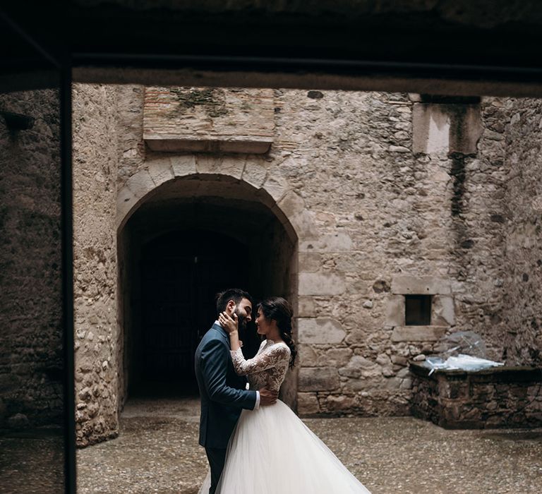 Bride in Rosa Clara Princess Gown | Groom in Grey  Suit &amp; Bow Tie | Luxe Blush Pink Glasshouse Wedding at Cortal Gran, Spain Planned by La Puta Suegra  | Sara Lobla Photography