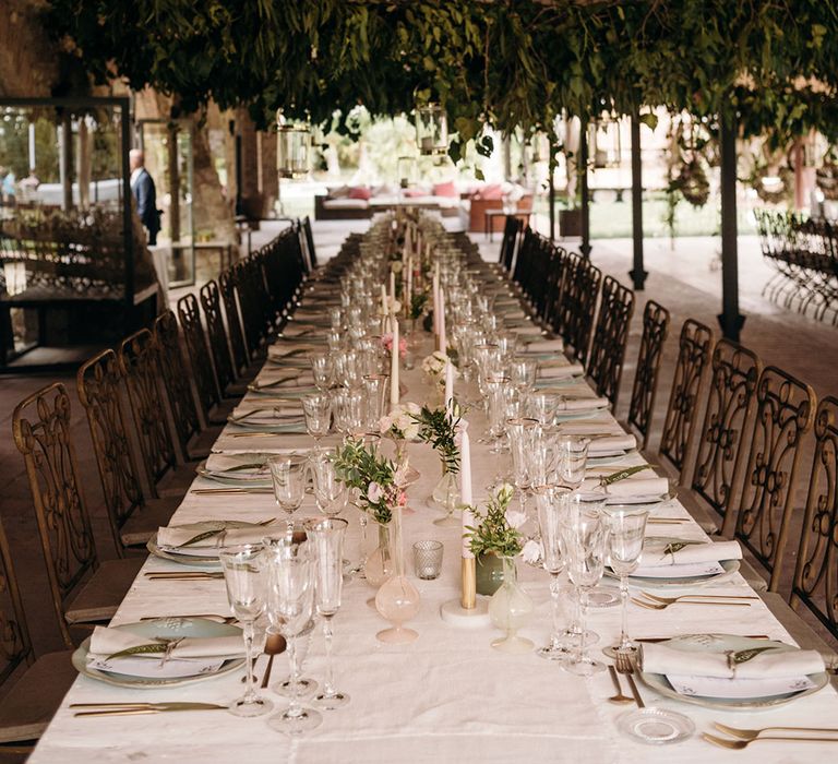 Elegant Tablescape | Luxe Blush Pink Glasshouse Wedding at Cortal Gran, Spain Planned by La Puta Suegra  | Sara Lobla Photography