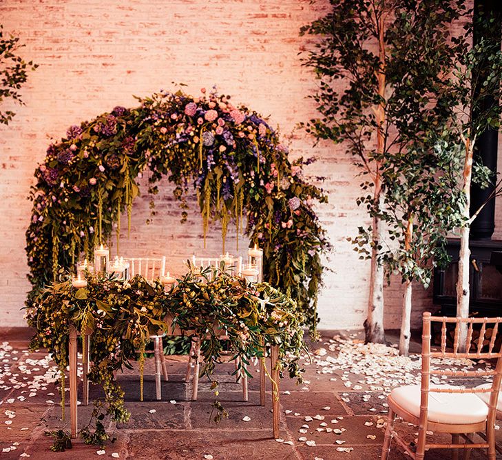 Ceremony flowers at Dorfold Hall wedding