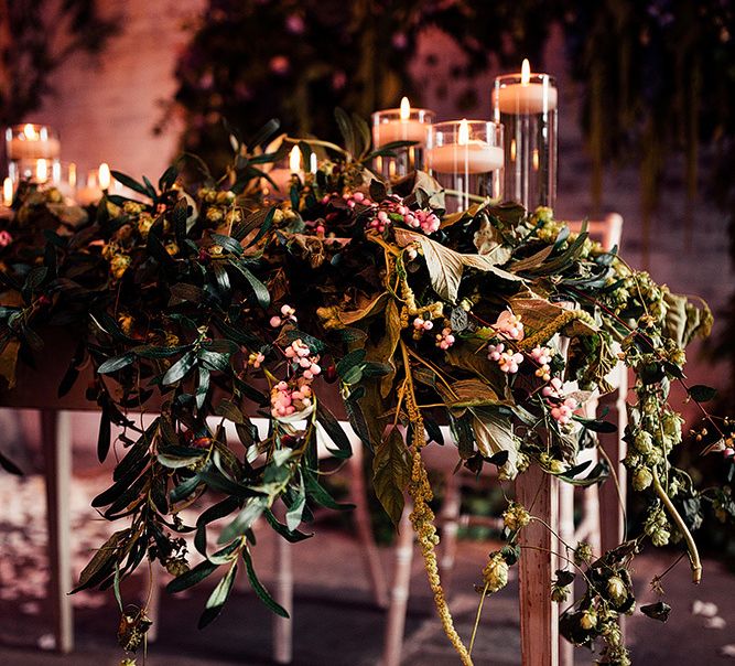 Red Floral Architecture wedding flowers