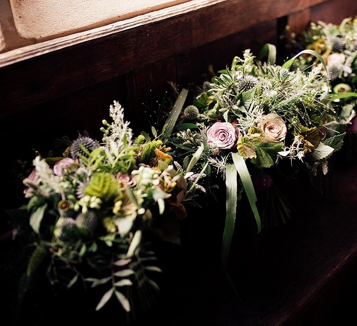 Wedding bouquets all lined up