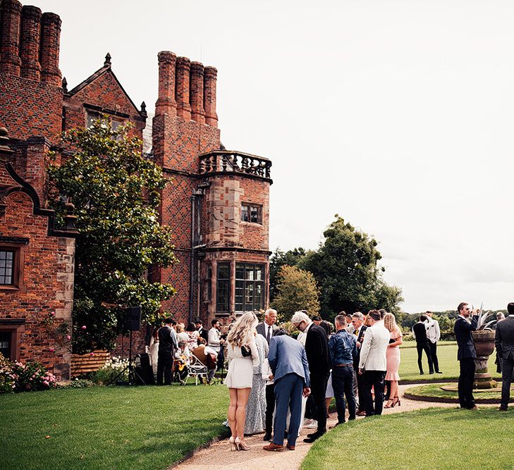 Outdoor reception at Dorfold Hall wedding venue