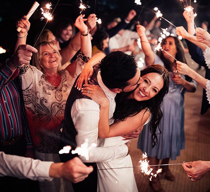 Sparkler moment at Dorfold Hall wedding venue