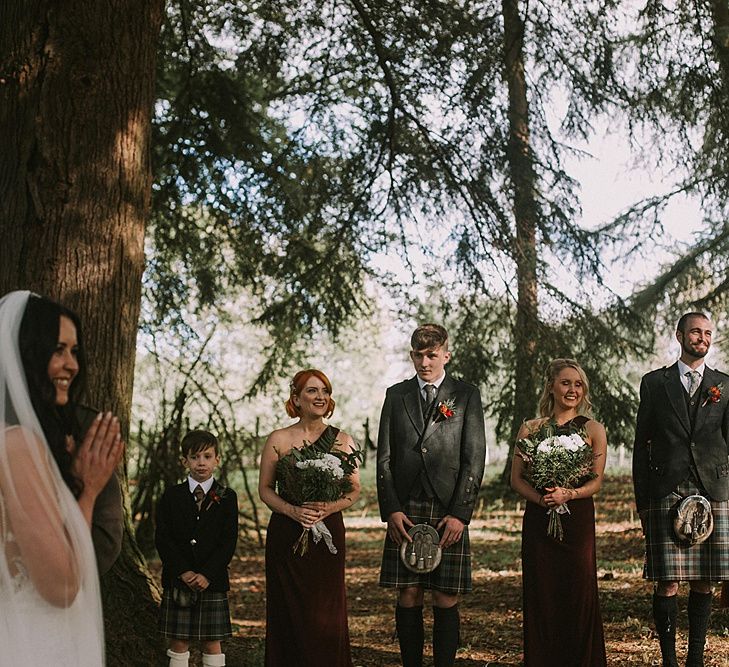 Wedding Ceremony | Wedding Party | Autumnal Scottish Woodland Wedding at Fernie Castle | Maureen Du Preez Photography