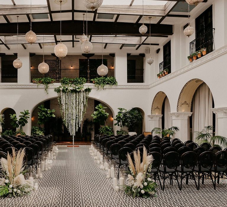 Beautiful LA wedding venue for black and white colour scheme wedding