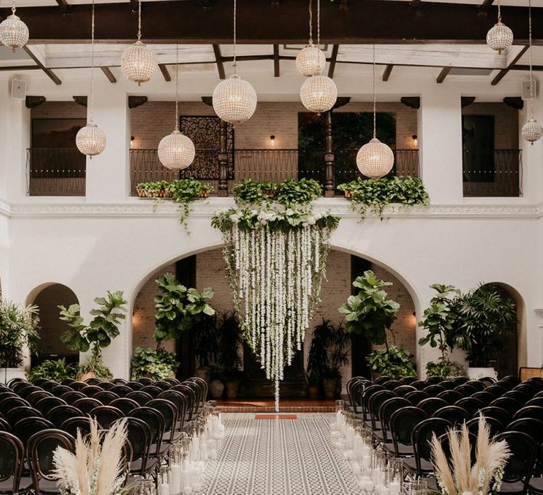 White wedding flower altar decor