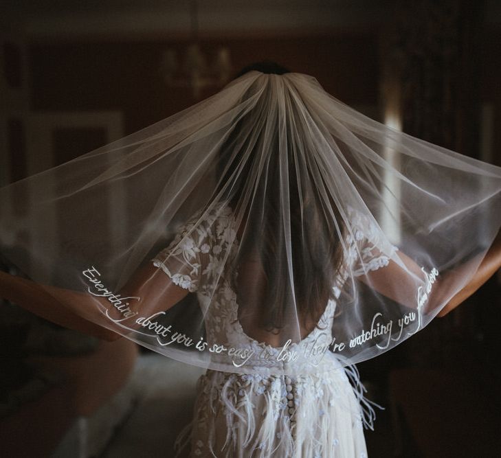 Song Lyrics Embroidered On Veil By Hermione De Paula // James Frost Photography