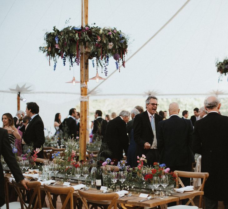 Living Floral Runners For Sailcloth Tent Wedding // James Frost Photography