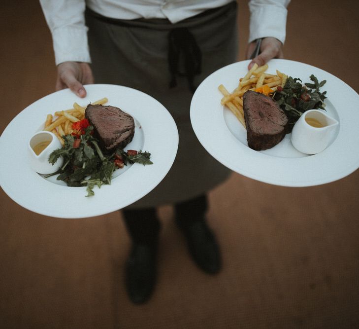 Steak And Chips Wedding Food // James Frost Photography