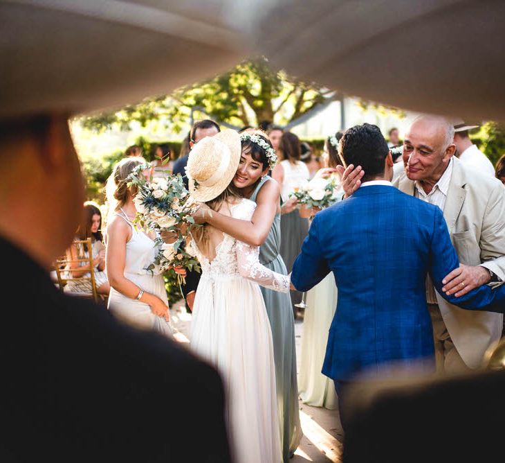 Bride In Straw Hat With Leanne Marshall Wedding Dress Destination Wedding In Mallorca With Images From F2 Studios And Film By Alberto &amp; Yago