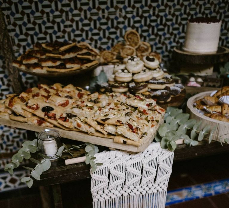 Macrame Wedding Decor on Food Table