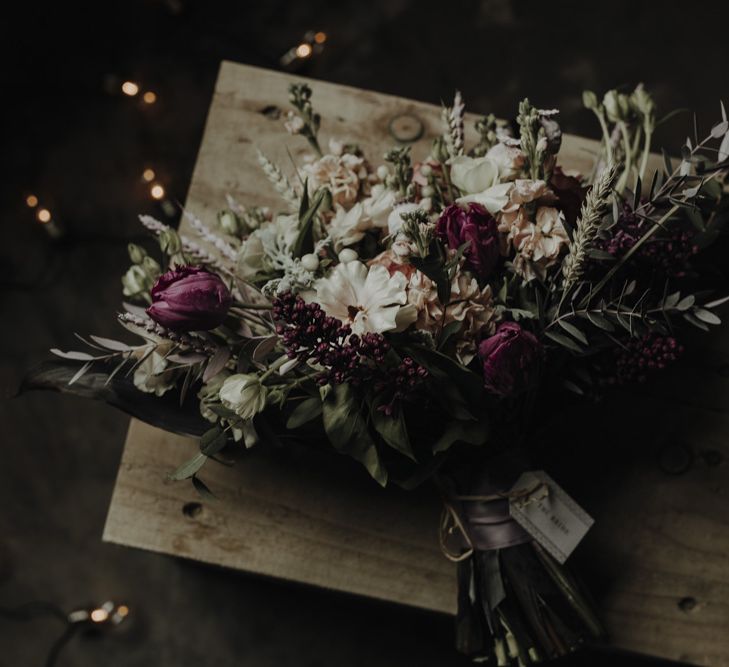 Purple Green &amp; White Wedding Bouquet