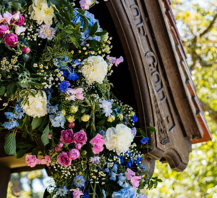 Pink, White and Blue Wild Wedding Flowers