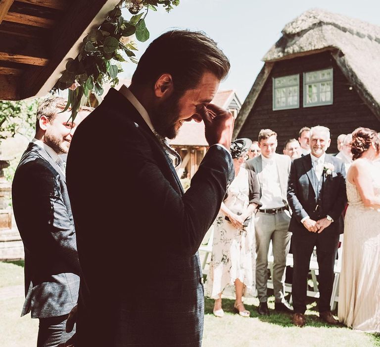 Wedding Ceremony Groom Reaction to Bridal Entrance