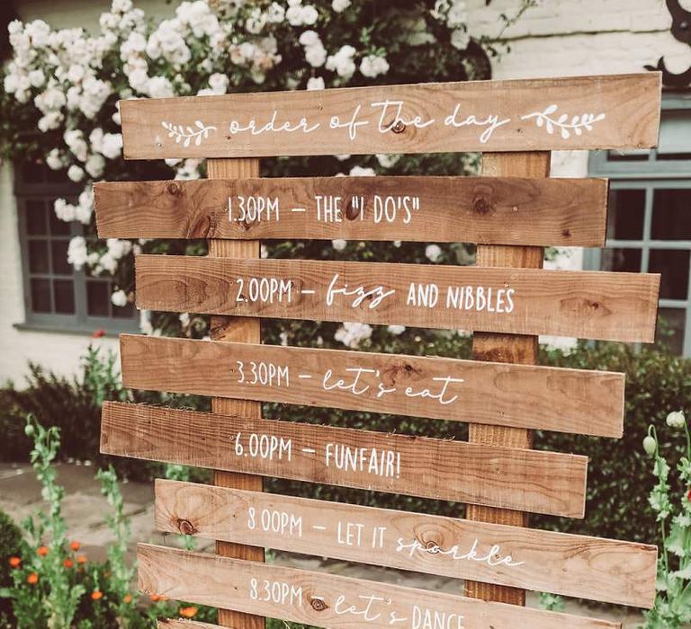 Rustic Wooden Order of the Day Wedding Sign