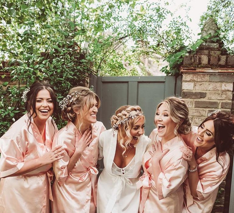 Bridal Party on Wedding Morning in Getting Ready Robes