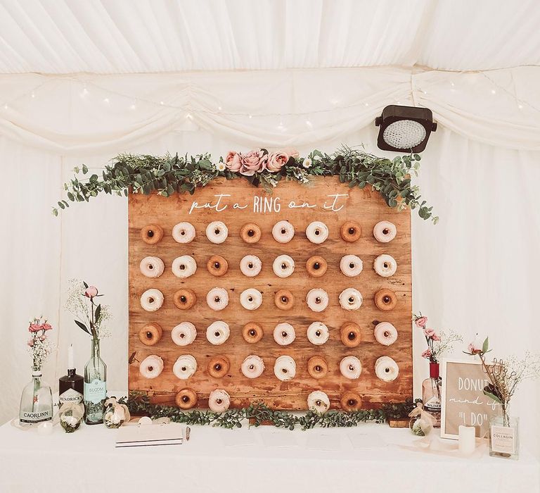 DIY Doughnut Wall with Typography Sign