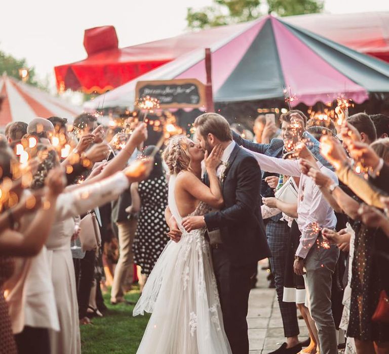 Funfair Wedding with Sparklers