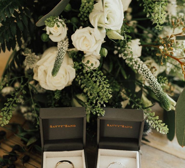 Wedding bands in ring boxes