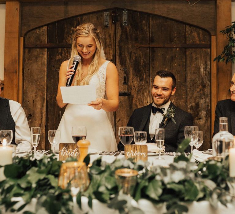 Brides speech at Cripps Barn for November wedding