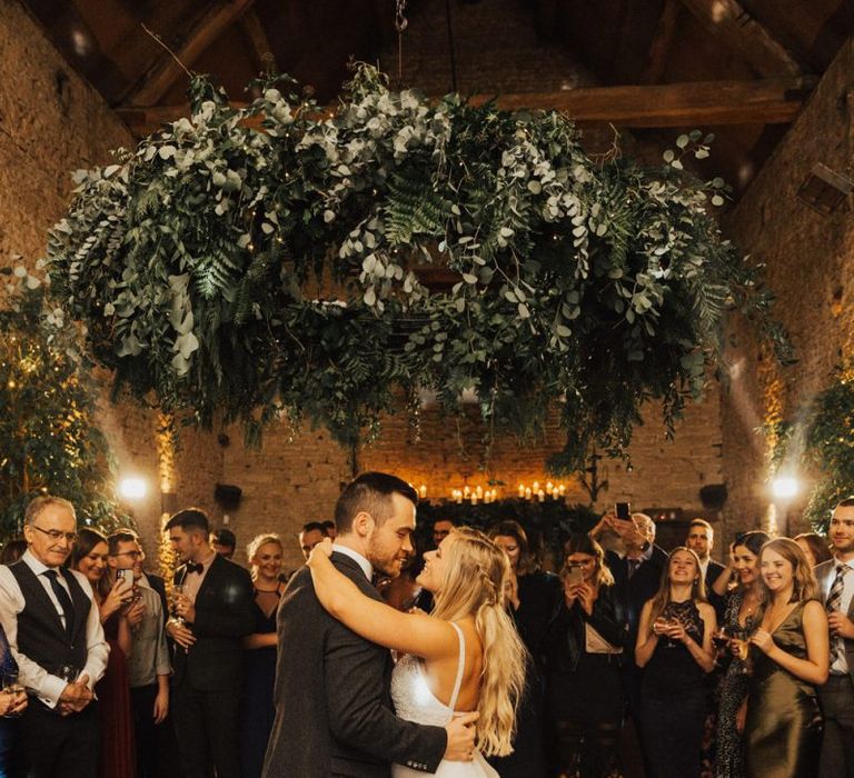 Bride and Groom first dance at Cripps Barn