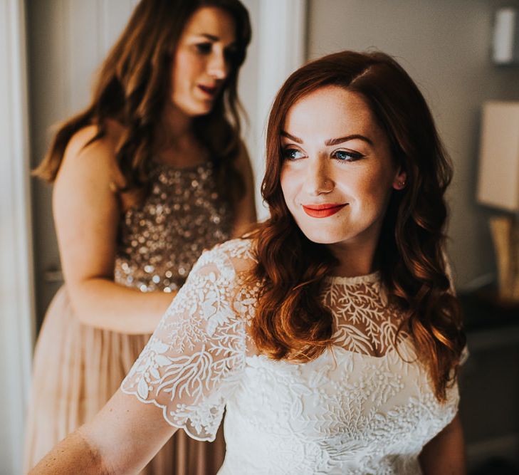 Bridal preparations at Cotswold wedding