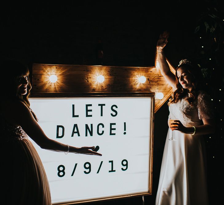 Light box sign for wedding in Cotswolds