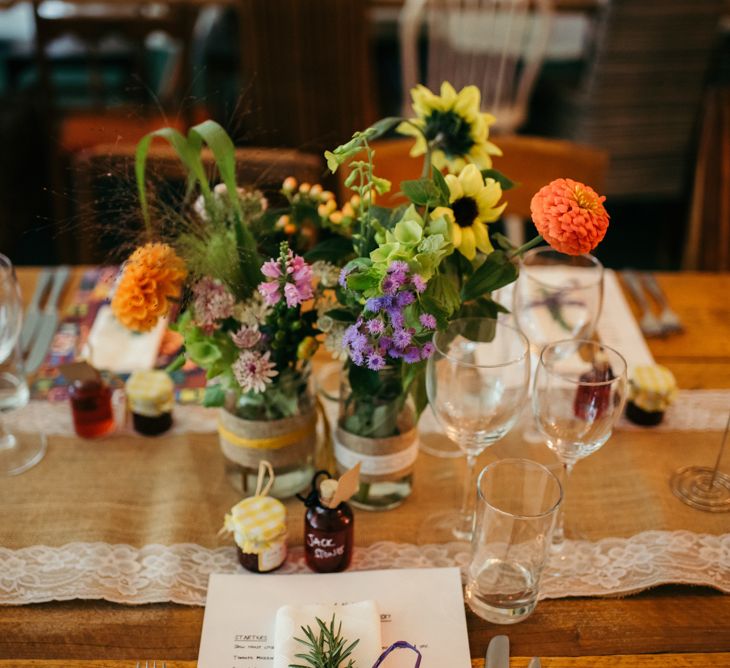 Boho Pub Wedding At The Crooked Billet Stoke Row With Bride &amp; Bridesmaids In Flower Crowns And Vintage Fire Truck With Images From Ed Godden Photography