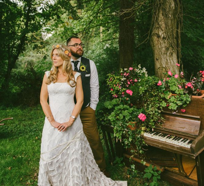 Boho Pub Wedding At The Crooked Billet Stoke Row With Bride &amp; Bridesmaids In Flower Crowns And Vintage Fire Truck With Images From Ed Godden Photography