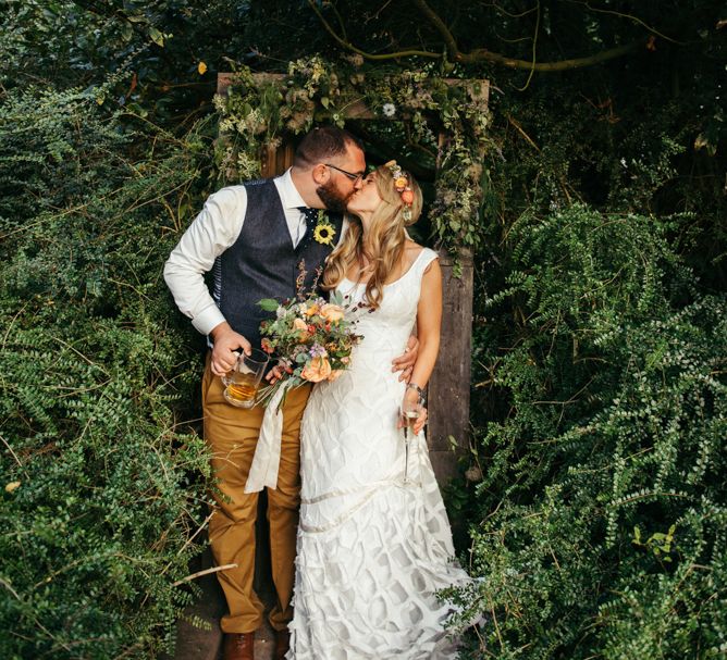 Boho Pub Wedding At The Crooked Billet Stoke Row With Bride &amp; Bridesmaids In Flower Crowns And Vintage Fire Truck With Images From Ed Godden Photography