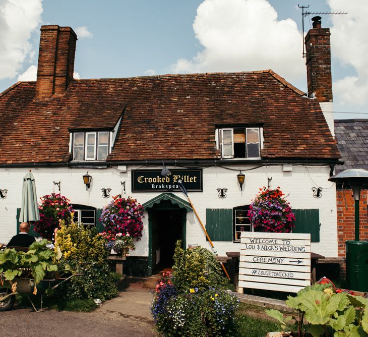 Boho Pub Wedding At The Crooked Billet Stoke Row With Bride &amp; Bridesmaids In Flower Crowns And Vintage Fire Truck With Images From Ed Godden Photography